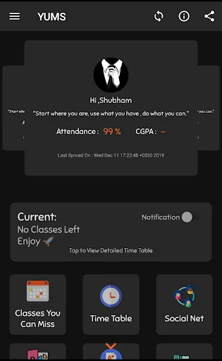 YUMS - Class Alerts, Bunk Calc