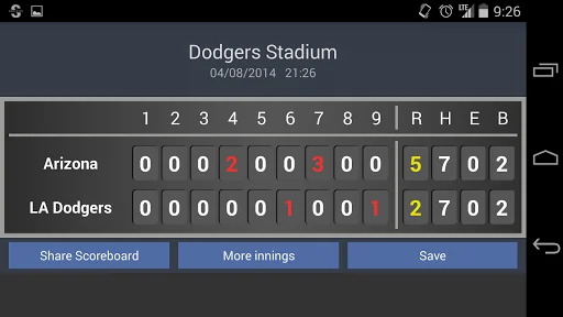 Kennedy Score - Baseball Score screenshot 2