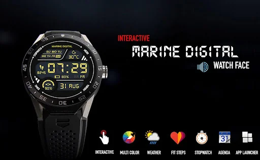 Marine Digital Watch Face screenshot 1