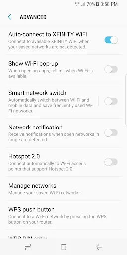 XFINITY WiFi Settings screenshot 1