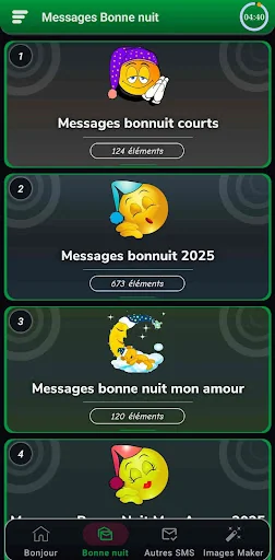 Messages Bonjour et Bonne Nuit