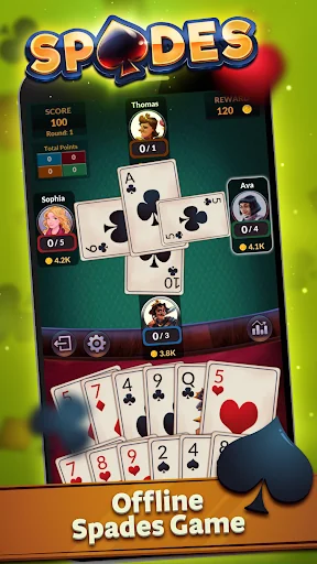 Spades - Offline Card Games screenshot 1