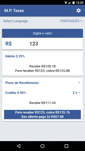Calculadora de Taxas Mercado P