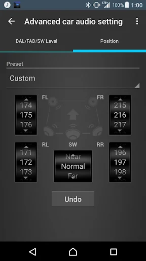 Advanced car audio setting screenshot 2