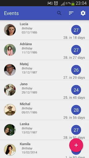 Birthdays Reminder screenshot 1