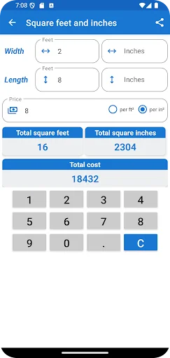 Square meters calculator screenshot 2