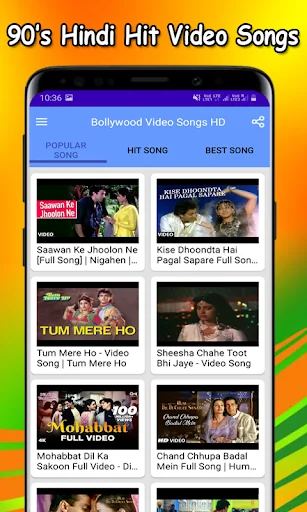 90s Hindi Video Songs HD screenshot 1