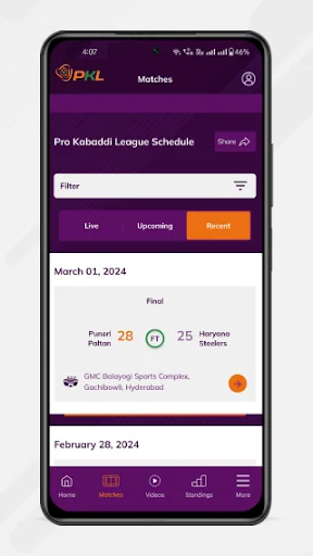 Pro Kabaddi Official App screenshot 4