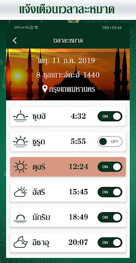 เวลาละหมาดวันนี้ - มุสลิมไทย screenshot 1