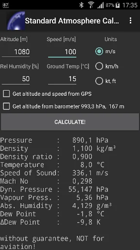 Standard Atmosphere Calculator