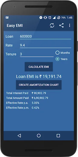Easy EMI Loan Calculator