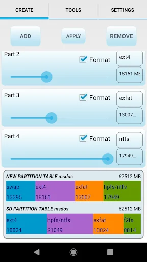 AParted ( Sd card Partition ) screenshot 1