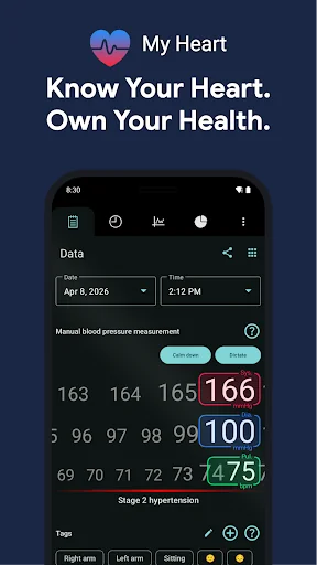 My Heart: Blood Pressure Log screenshot 1