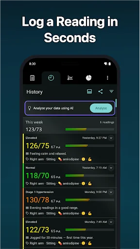 My Heart: Blood Pressure Log screenshot 2