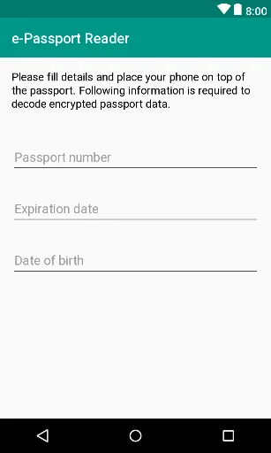 e-Passport NFC reader screenshot 1