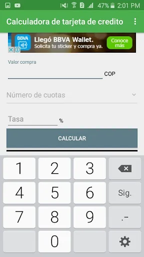 Credit card calculator