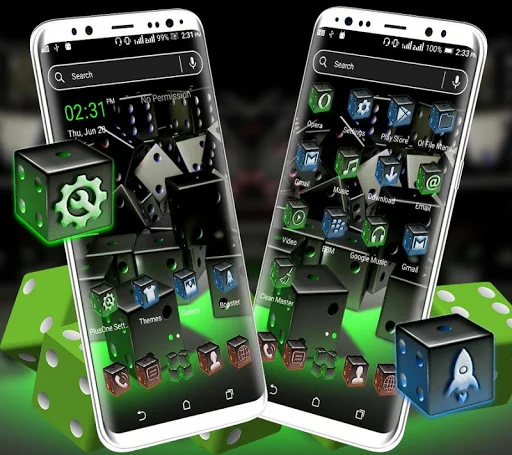 3D Dice Neon Launcher Theme screenshot 2