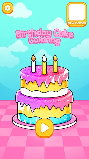 Glitter Birthday Cake Coloring screenshot 1