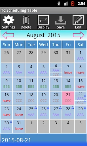 TC Scheduling Table