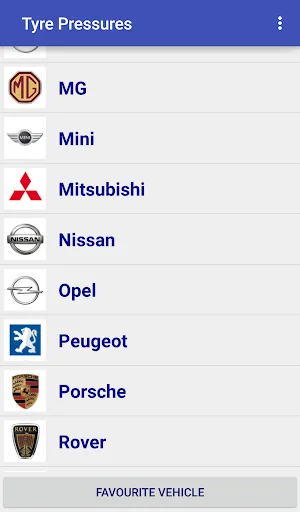 Tyre Pressure & Tire Sizes screenshot 1