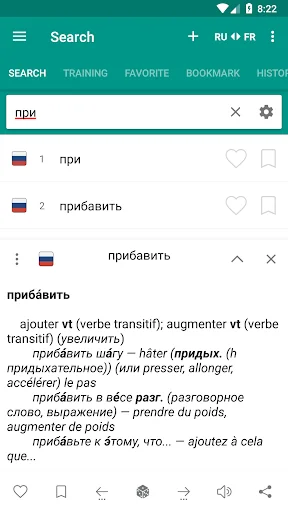 Russian-french dictionary screenshot 1