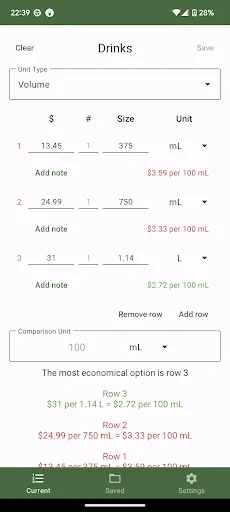 Unit Price Calculator screenshot 2