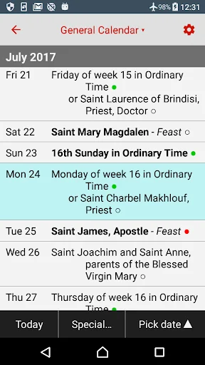 Catholic Calendar: Universalis
