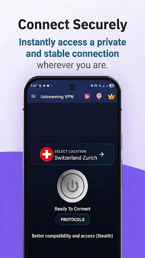 Ustreaming VPN: Fast & Secure screenshot 1