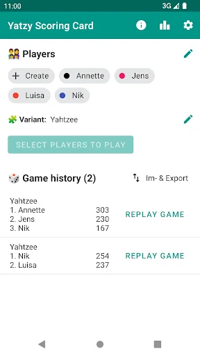 Yatzy Scoring Card for Yahtzee screenshot 1