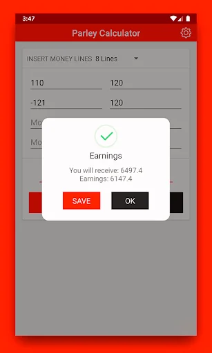 Parlay and Betting Calculator screenshot 2