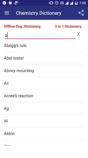 Offline Chemistry Dictionary screenshot 1