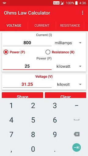 Ohms Law Calculator screenshot 2