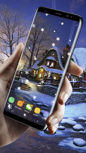 Winter Snow night HD Wallpaper screenshot 1