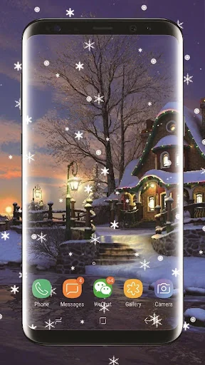 Winter Snow night HD Wallpaper screenshot 3