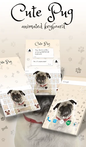 Cute Pug Keyboard Wallpaper HD screenshot 1