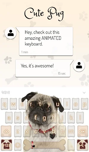 Cute Pug Keyboard Wallpaper HD screenshot 4