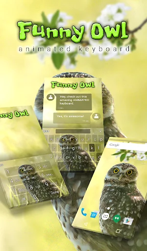 Funny Owl Keyboard & Wallpaper screenshot 1