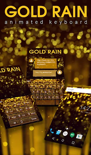 Gold Rain Animated Keyboard