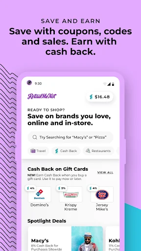 RetailMeNot: Cash Back & Codes