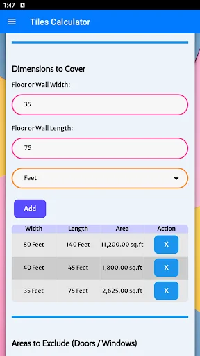 Floor & Wall Tiles Calculator screenshot 3