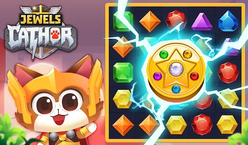 Jewels Thunder Cat Match 3: Lo