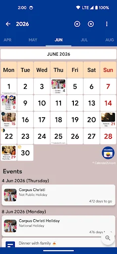 Colombia Calendar