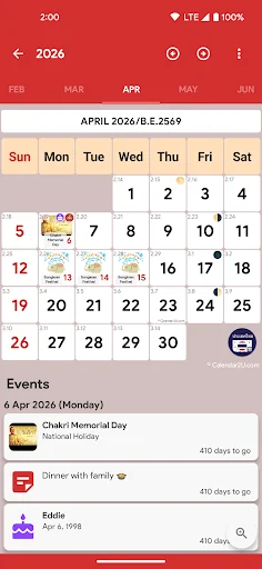 Thailand Calendar