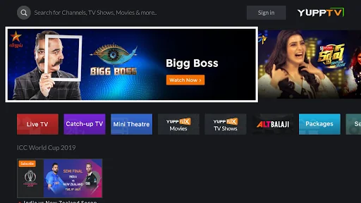 YuppTV Android TV: Live TV IPL screenshot 1