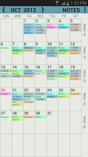 Penocle, calendar notes -trial