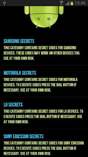 Secret Codes For Android screenshot 1