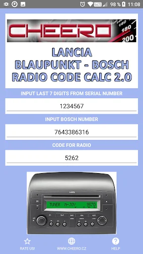 RADIO CODE for LANCIA B&B