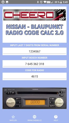 RADIO CODE for NISSAN MICRA