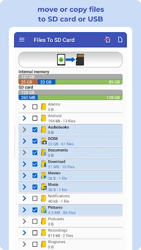 Move Files to SD Card & USB