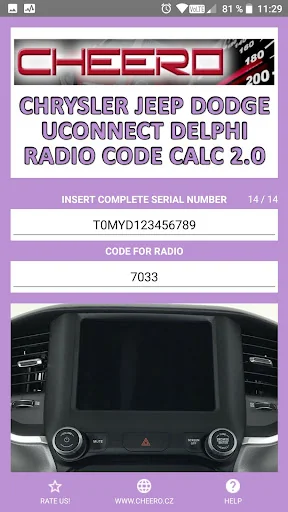 RADIO CODE for CHRYSLER DELPHI